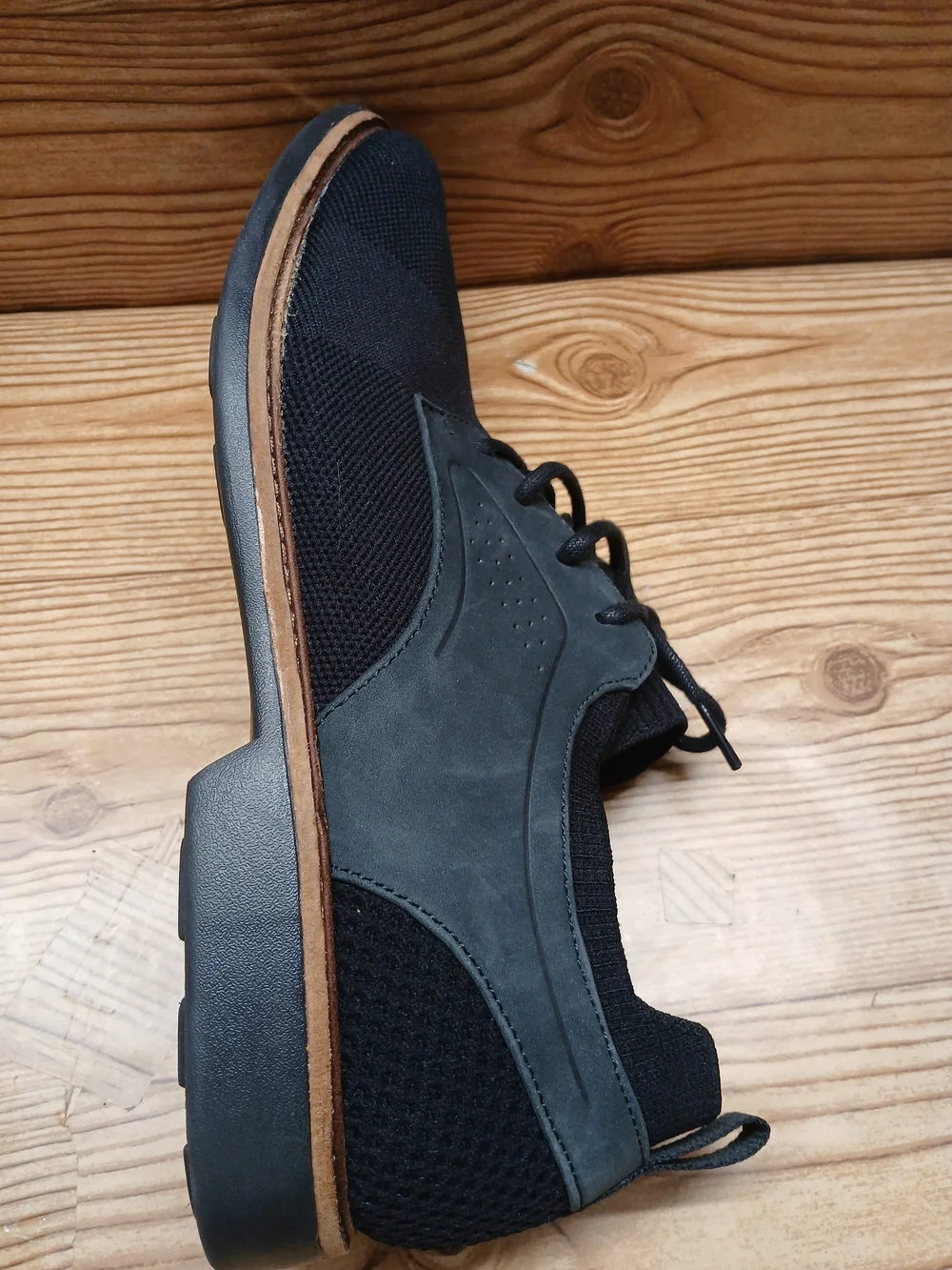 Mark Nason Men's Black Knit Lace-Up Oxfords with Brown Trim
